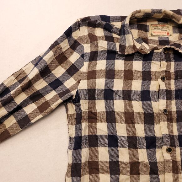 Jachs Gingham Flannel Long Sleeve Button Up Shirt Mens Size Medium M Blue Green - Picture 4 of 10